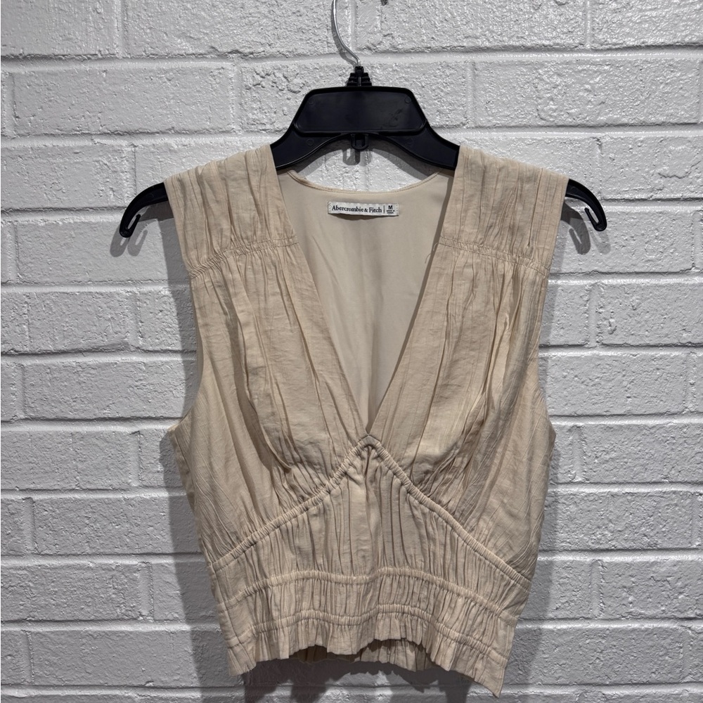 Abercrombie & Fitch Beige V-Neck Blouse
